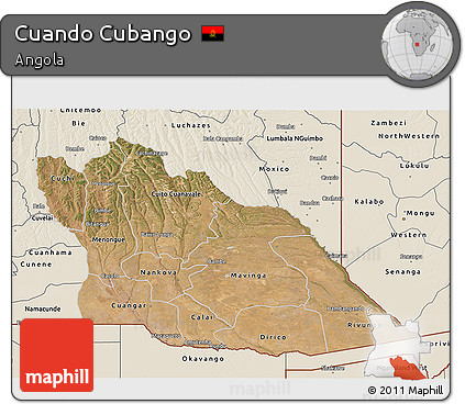 Satellite 3D Map of Cuando Cubango, shaded relief outside