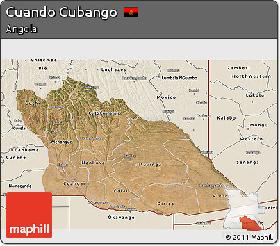 Satellite 3D Map of Cuando Cubango, shaded relief outside