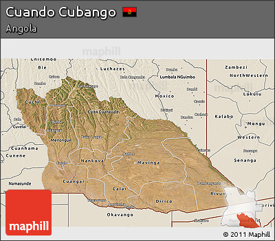 Satellite 3D Map of Cuando Cubango, shaded relief outside