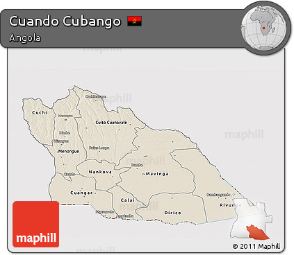 Shaded Relief 3D Map of Cuando Cubango, cropped outside