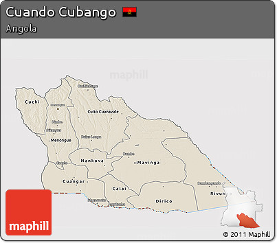 Shaded Relief 3D Map of Cuando Cubango, cropped outside