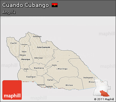 Shaded Relief 3D Map of Cuando Cubango, cropped outside