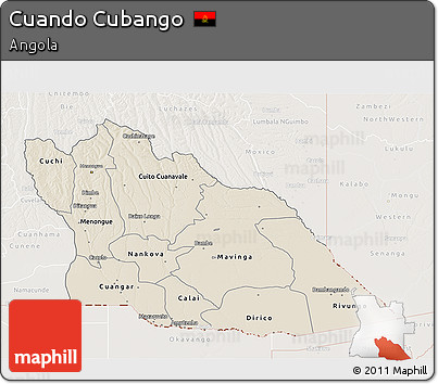 Shaded Relief 3D Map of Cuando Cubango, lighten