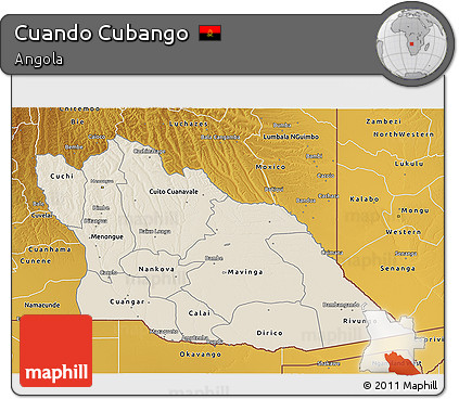 Shaded Relief 3D Map of Cuando Cubango, physical outside