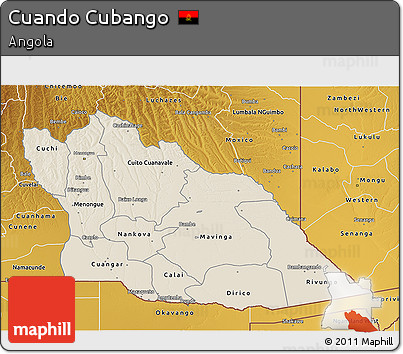 Shaded Relief 3D Map of Cuando Cubango, physical outside