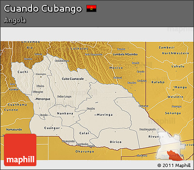 Shaded Relief 3D Map of Cuando Cubango, physical outside