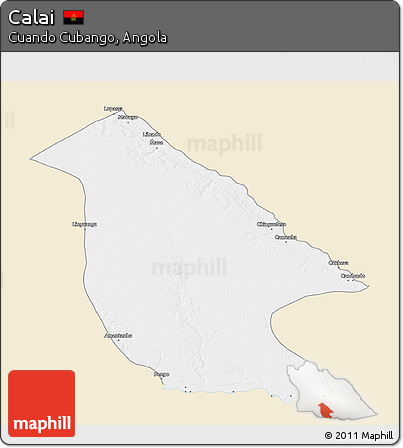 Classic Style 3D Map of Calai, single color outside