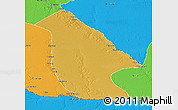 Physical 3D Map of Calai, political outside