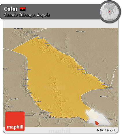 Physical 3D Map of Calai, semi-desaturated