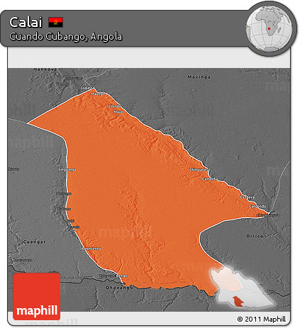 Political 3D Map of Calai, darken, desaturated