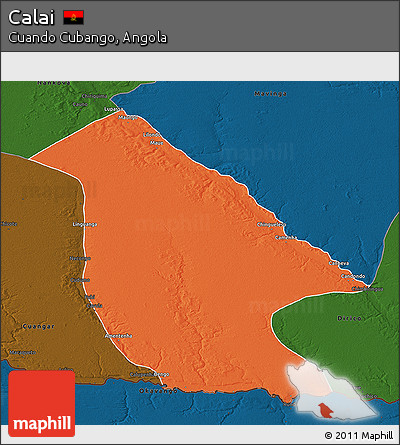 Political 3D Map of Calai, darken