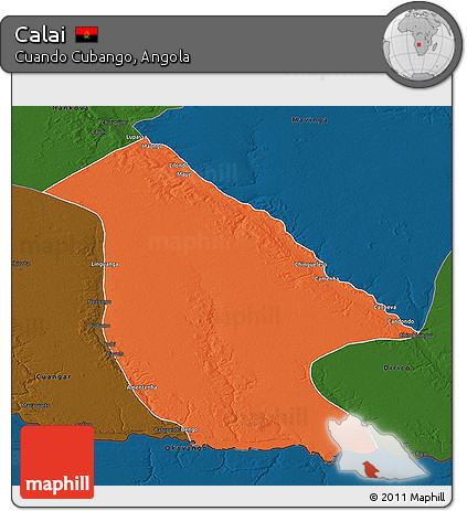 Political 3D Map of Calai, darken