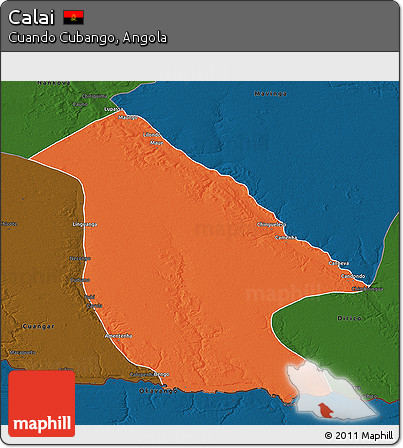 Political 3D Map of Calai, darken