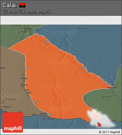 Political 3D Map of Calai, darken, semi-desaturated