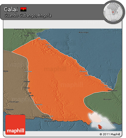 Political 3D Map of Calai, darken, semi-desaturated