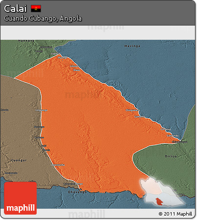 Political 3D Map of Calai, darken, semi-desaturated