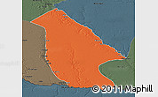 Political 3D Map of Calai, darken, semi-desaturated