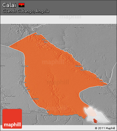 Political 3D Map of Calai, desaturated