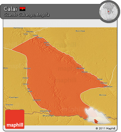 Political 3D Map of Calai, physical outside
