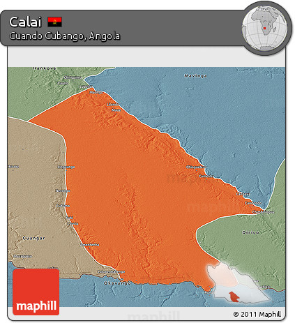 Political 3D Map of Calai, semi-desaturated