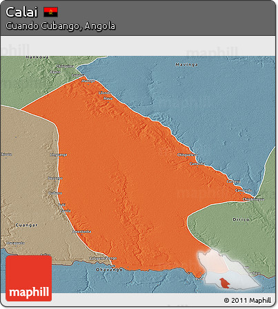 Political 3D Map of Calai, semi-desaturated