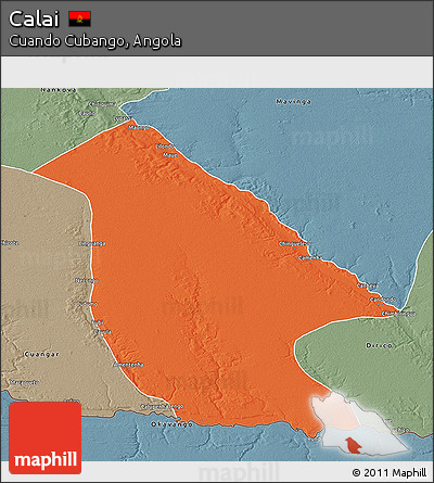 Political 3D Map of Calai, semi-desaturated