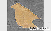 Satellite 3D Map of Calai, darken, desaturated