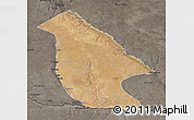 Satellite 3D Map of Calai, darken, semi-desaturated