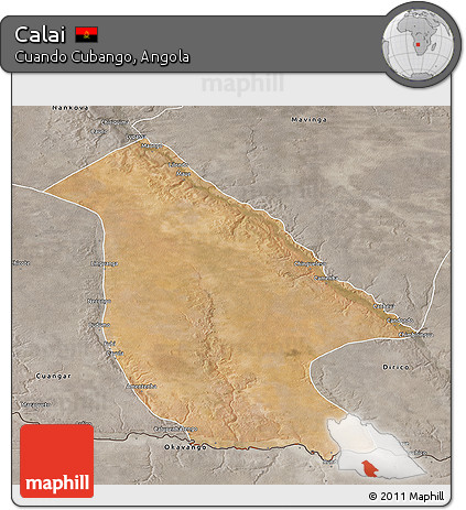 Satellite 3D Map of Calai, semi-desaturated