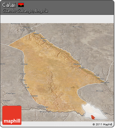 Satellite 3D Map of Calai, semi-desaturated