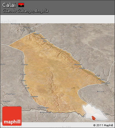 Satellite 3D Map of Calai, semi-desaturated