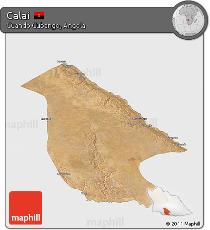 Satellite 3D Map of Calai, single color outside