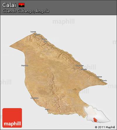 Satellite 3D Map of Calai, single color outside