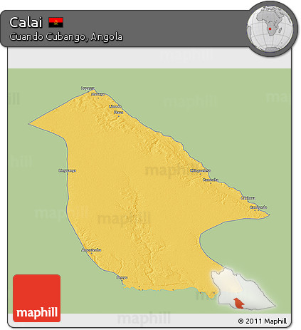 Savanna Style 3D Map of Calai, single color outside