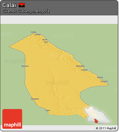 Savanna Style 3D Map of Calai, single color outside