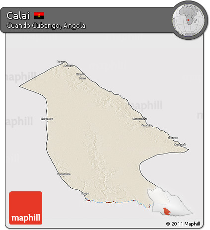Shaded Relief 3D Map of Calai, cropped outside