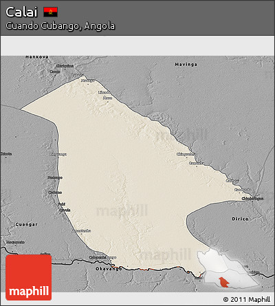 Shaded Relief 3D Map of Calai, darken, desaturated