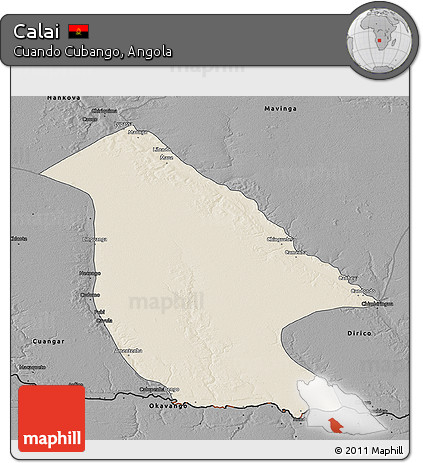 Shaded Relief 3D Map of Calai, darken, desaturated