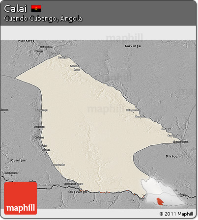 Shaded Relief 3D Map of Calai, darken, desaturated