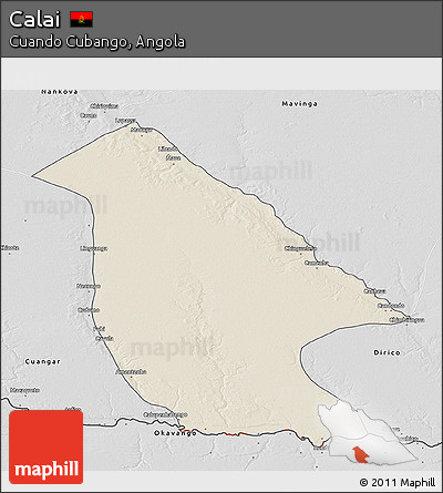 Shaded Relief 3D Map of Calai, desaturated