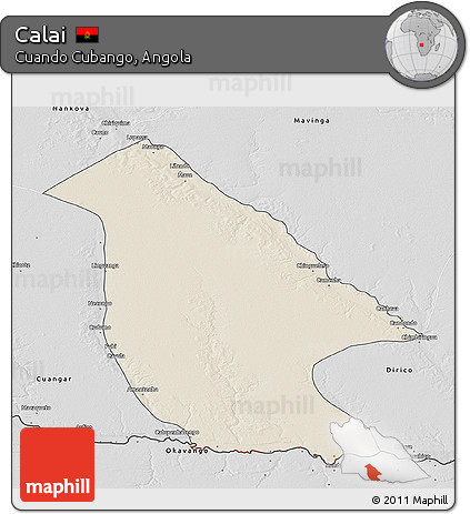 Shaded Relief 3D Map of Calai, desaturated