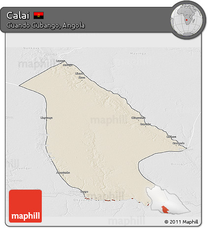 Shaded Relief 3D Map of Calai, lighten, desaturated