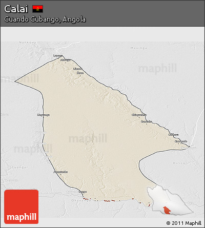 Shaded Relief 3D Map of Calai, lighten, desaturated