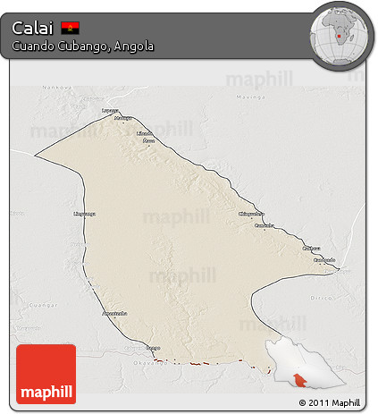 Shaded Relief 3D Map of Calai, lighten, semi-desaturated