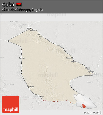 Shaded Relief 3D Map of Calai, lighten, semi-desaturated