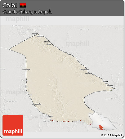 Shaded Relief 3D Map of Calai, lighten, semi-desaturated