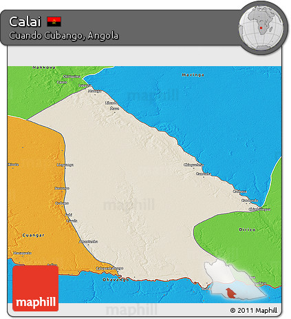 Shaded Relief 3D Map of Calai, political outside