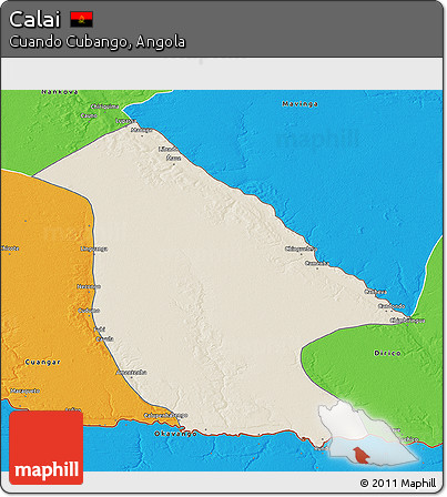 Shaded Relief 3D Map of Calai, political outside