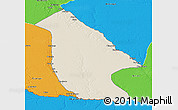 Shaded Relief 3D Map of Calai, political outside