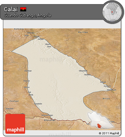 Shaded Relief 3D Map of Calai, satellite outside